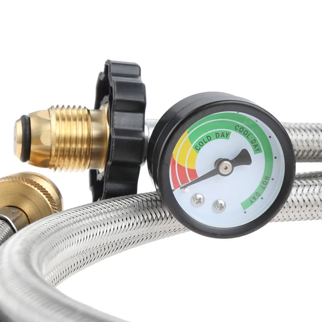 6Ft Fonott Propán Tömlő + Mérőmérőhenger Szál Rozsdamentes Acél Cga600 Kimenet Acme Nut Qcc1 1-5-40 Konverter Kályha - Image 3