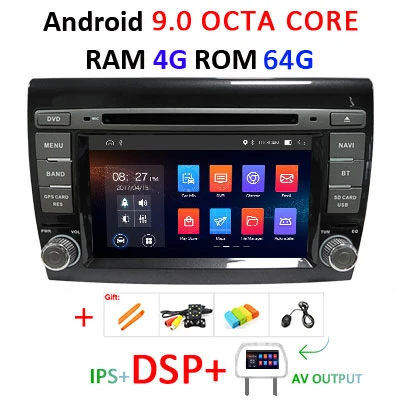 9.0 4G 64G DSP AVOUT Android 9,0 DSP 64G 2 DIN автомобильный DVD для Fiat Bravo 2007 2008 2009 2010 2011 2012 gps радио мультимедиа ips Экран навигации стерео - Цвет: 9.0 4G 64G DSP AVOUT