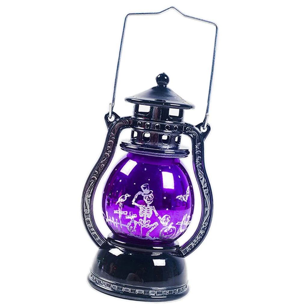 Vintage Style Halloween Hanging Hurricane Lantern LED Lights Outdoor Party Decoration