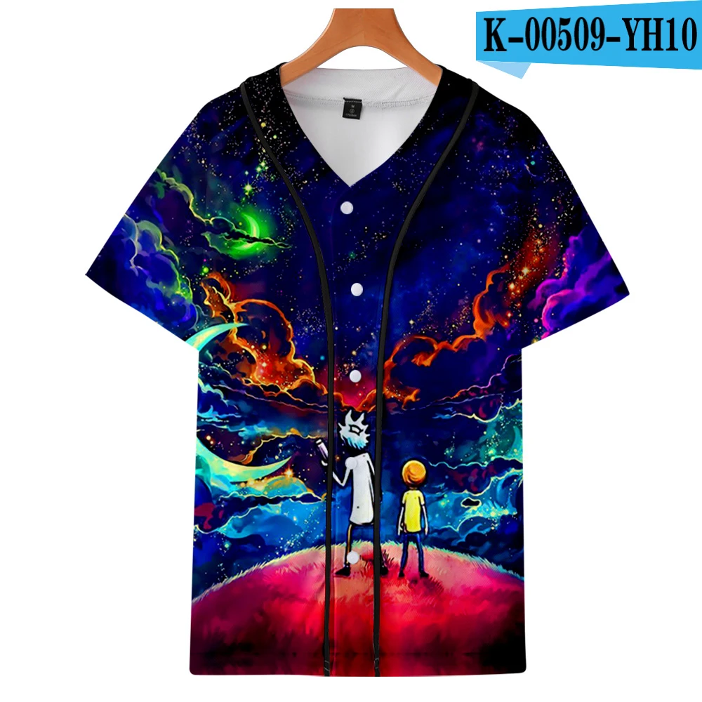 one Rick And marty, мужская рубашка, аниме, летняя, Пляжная, гавайская, рубашки Rick marty 4, мужская, повседневная, короткий рукав, бейсбольная рубашка, 3D принт, мультфильм - Цвет: one