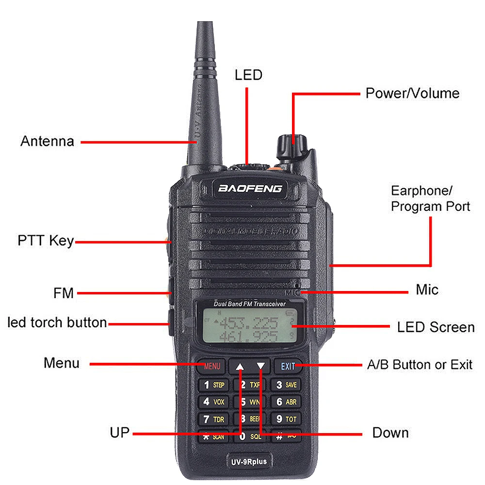 Baofeng UV-9R plus высокая мощность обновление водонепроницаемый IP67 walkie talkie 10 Вт для двухсторонней радиосвязи дальность 10 км 4500 мАч UV 9R plus