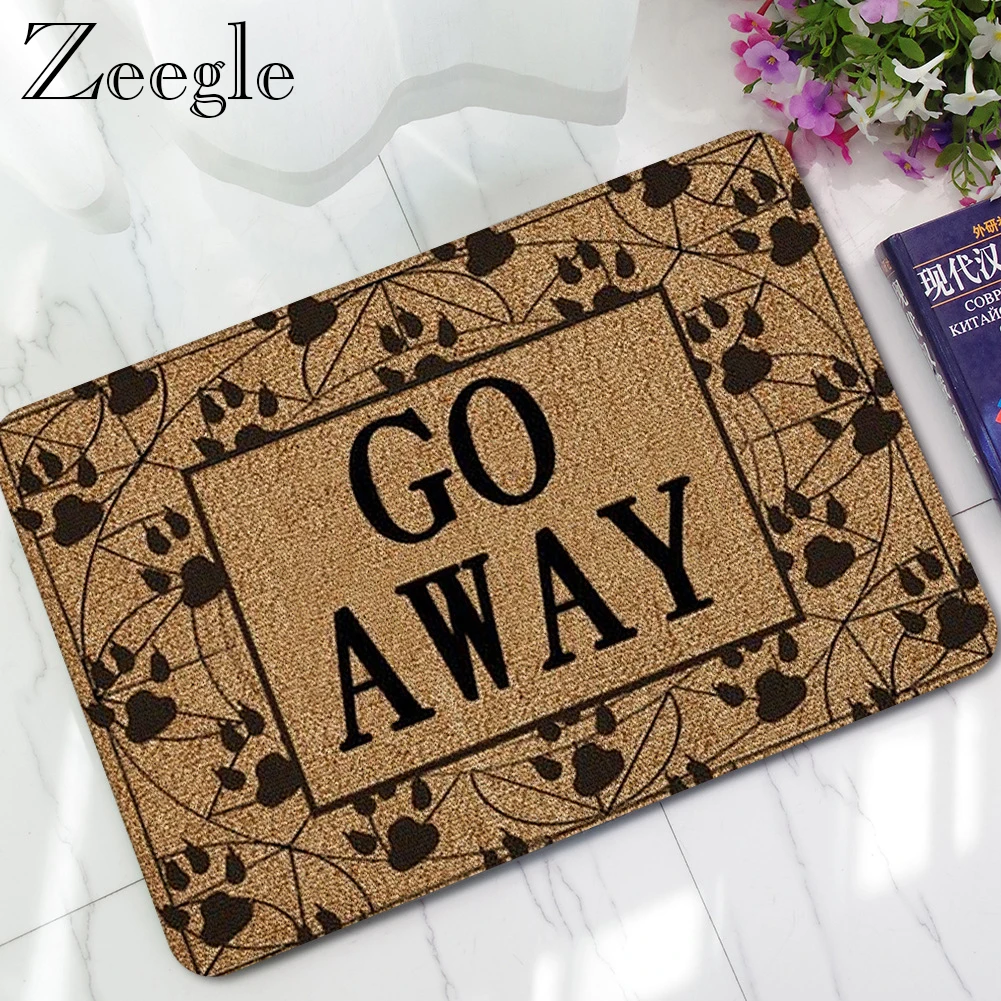 Zeegle Funny Go Away Doormat Rubber Rugs Doormat Non-slip Floor Kitchen Floor Mat Thin Mat Floor Hallway Floor Area Rug