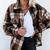 Women Shirts Autumn Winter Oversided Casual Plaid Long Sleeve Pocket Button Up Collared Jacket Tops Blouses  Fashion Plaid Shirt ► Photo 2/6