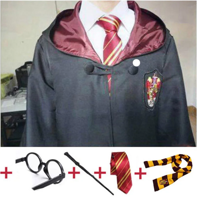Gryffindor 5pcs set Пижама для детей и взрослых, Гарри Поттера Косплэй Гриффиндор свитер ночным колпаком для детей равенклав, хуфлепуф, накидка факультета Слизерин жилет зимний костюм накидка D2103AD - Цвет: Gryffindor 5pcs set