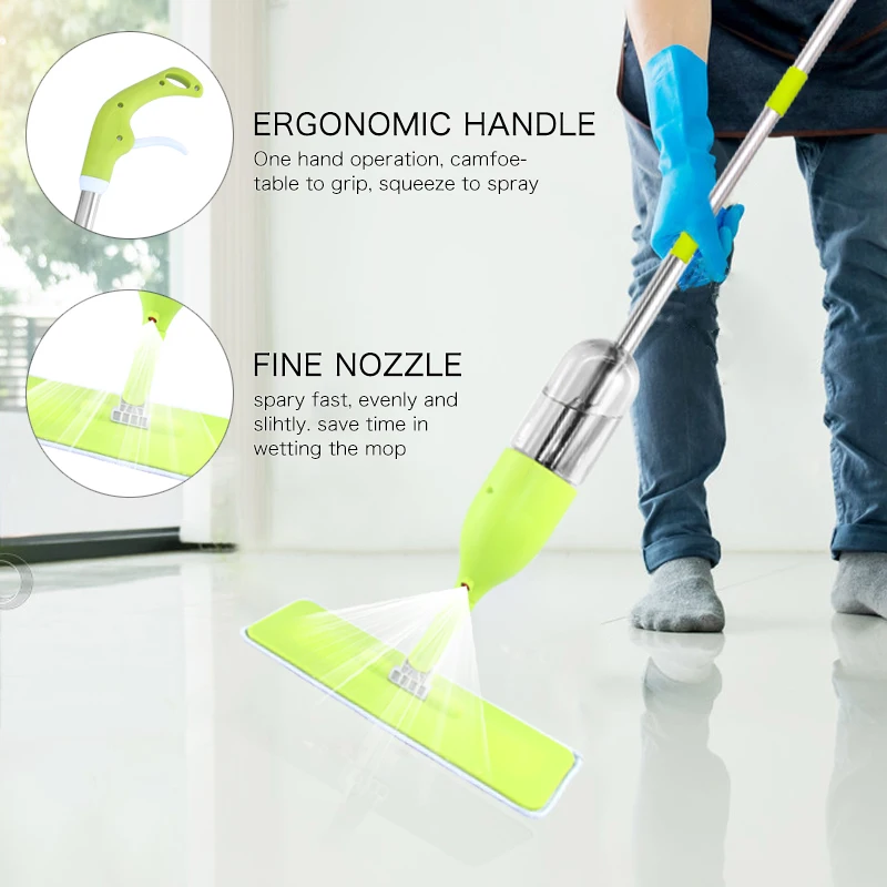 Spray Mop With Reusable Microfiber Mop Cloth Lazy Avoid Hand Washing