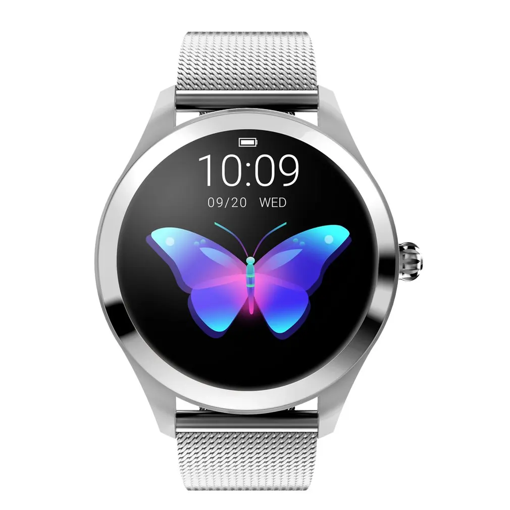 KW10 модные часы Smart Watch Для женщин очаровательный браслет монитор сердечного ритма Sleep Monitor Смарт-часы с мониторингом подключения IOS Android PK S3 группа - Цвет: Silver steel strip