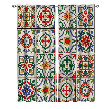 

Ethnic Abstract Stitching Printing Curtains Living Room Bedroom Home Decoration Suitable for Adult Children Window Curtain
