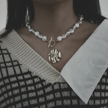 

Boho Cross Necklace Coin Pendant Simulated Pearls Necklaces Woodpecker Birds Flower Choker Necklaces Female Party Jewelry N70901