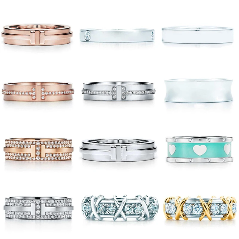

JZ 01 TFB High Quality TIF 925 Sterling Silver Simple Elegant Classic Ring Series Flat Ring DIY Jewelry for Women Wholesale