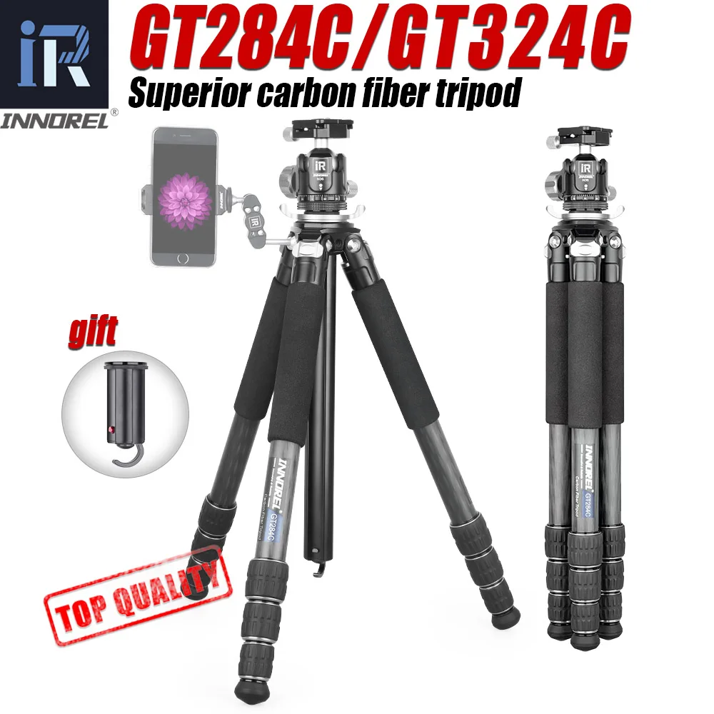 GT284C324CProfessional10LayersCarbonFiberTripodLowGravity
