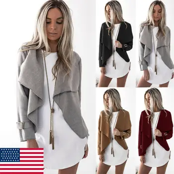 

Women Waterfall Cardigan Jacket Loose Coat Top Asymmetric Outwear Fashion Biker