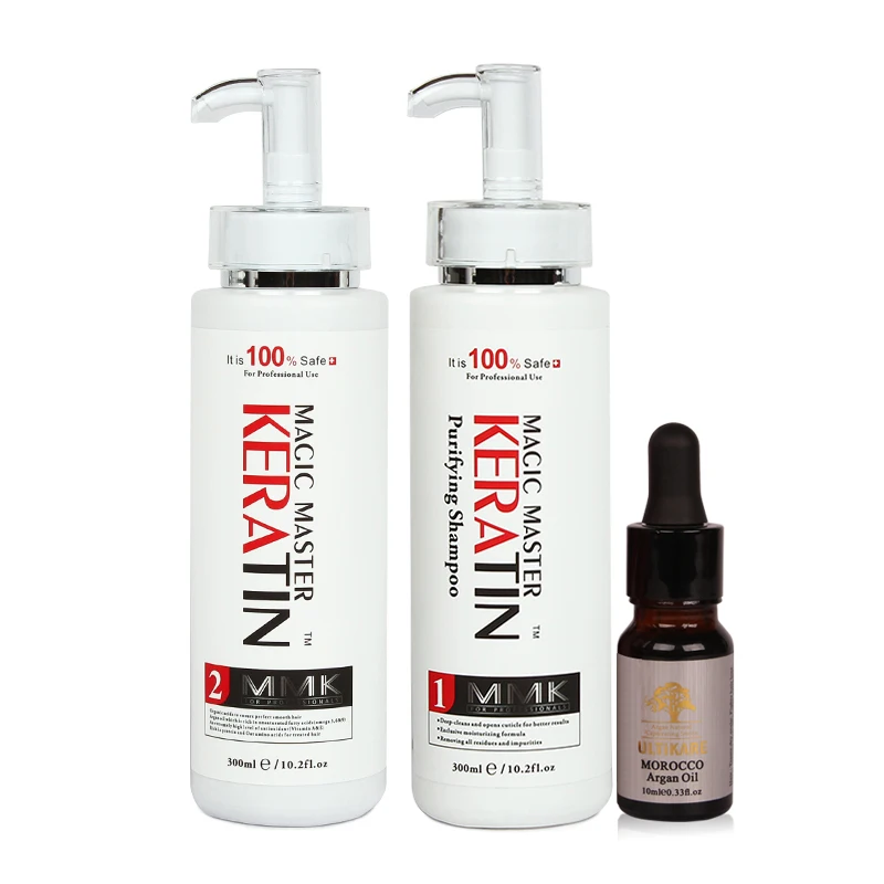 Without Formalin Keratin Professional Repair Damaged&Straighten Hair 300ml Magic Master Keratin+Purifying Shampoo+Argan Oil