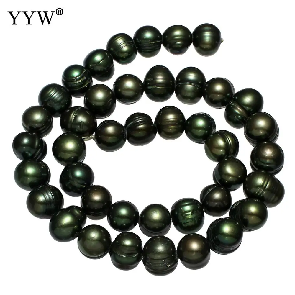 

Dark Green 10-11mm Cultured Potato Freshwater Pearl Beads 0.8mm Hole 15Inch/Strand for DIY Bracelet Necklace Jewelry Making