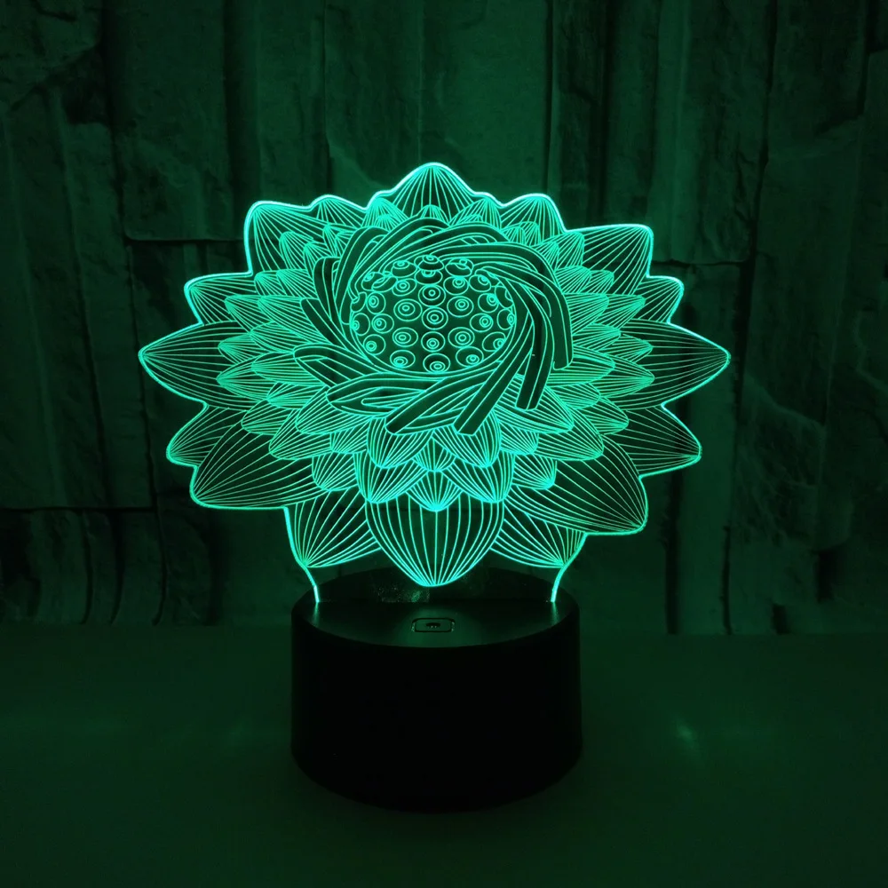 7 цветов Изменение Usb 3D Led моделирование лотоса настольная лампа спальня атмосферных ночник прикроватные украшения для сна освещение