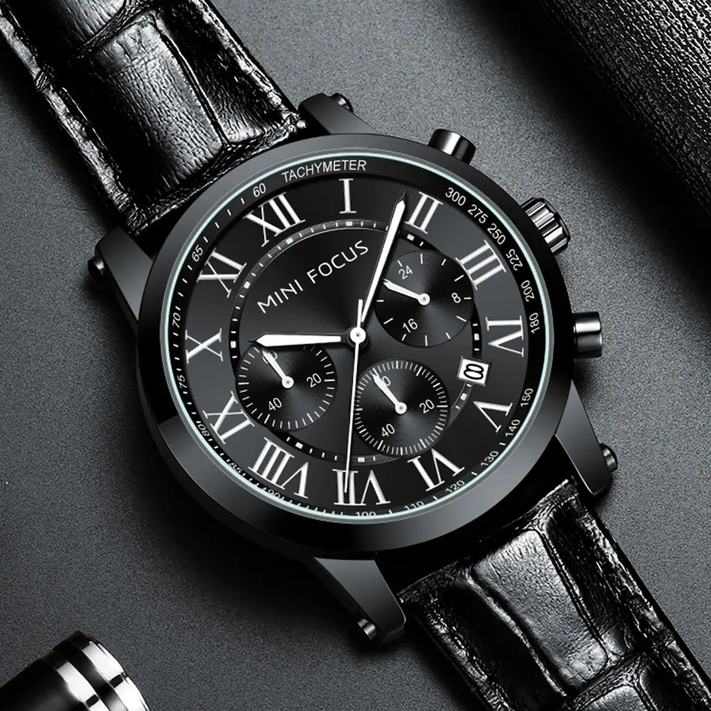 Mini Focus Mens Casual Watch Leather Strap Watch Aliexpress