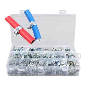 

135pcs Mini Hose Clips Zinc Plating Hose Clips Metal Hoop Water Pipe Clips Fasteners Spring Buckle