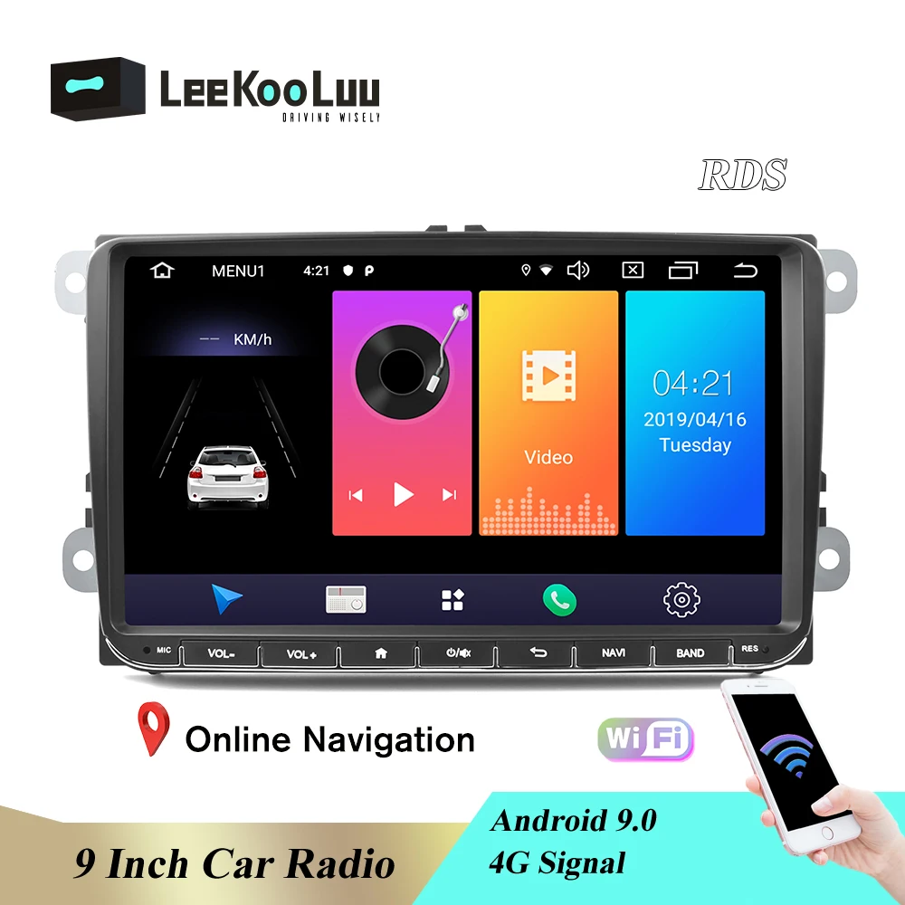 

LeeKooLuu 9"Android 9.0 Car radio Wifi GPS Navigation 2 din Car Multimedia Player For VW/Golf/Polo/Tiguan/Passat/Skoda RDS Radio