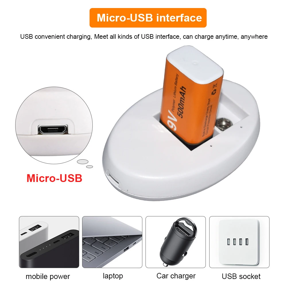 Литиевая аккумуляторная батарея Palo 6f22 9 В + зарядное устройство usb для nimh литий