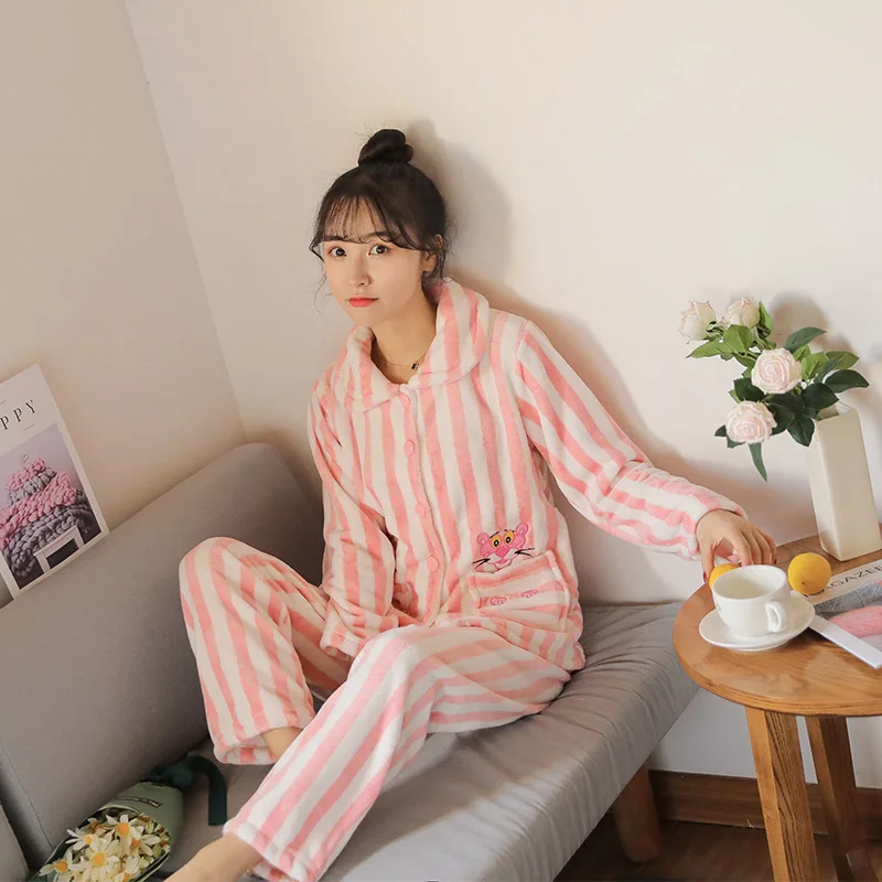 

[WX #895 #-897 # Collection] Cardigan Long Sleeve Thick Fairy Sweet Pajamas Tracksuit Two-Piece Set