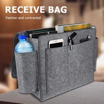 

Felt Bed Hanging Storage Pocket Convenient Practical User-friendly Design Durable Non-slip Bedside Desk Sofa Organiser Bag