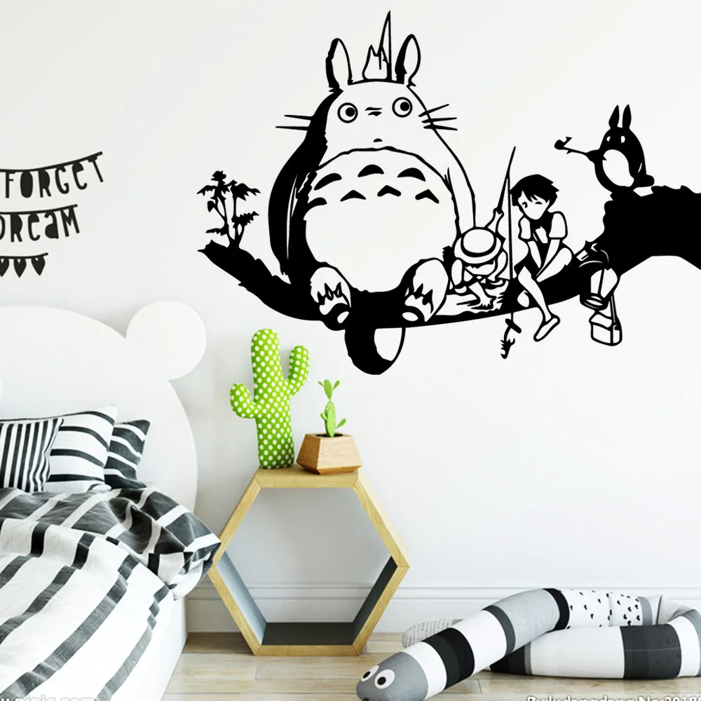 Милые настенные виниловые обои Totoro для декора детской комнаты водонепроницаемые