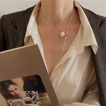 

2021 New Natural Baroque Pearl Necklace Handmade Jewelry Choker Pendants Femme Kolye Collares Boho Necklace