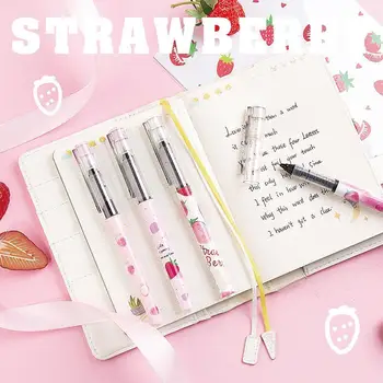 

2ps/set Kawaii Strawberry Gel Pen Direct Liquid Roller School Office Gel Pen Smooth Signature Supply Pen Escolar Writing O0B8