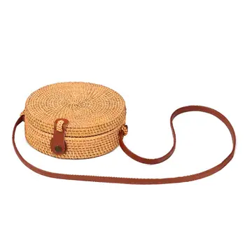 

Women Straw Storage Bag Summer Bamboo Handbag Shoulder Tote Bag Multi-purpose Makeup Organizer Cosmetics