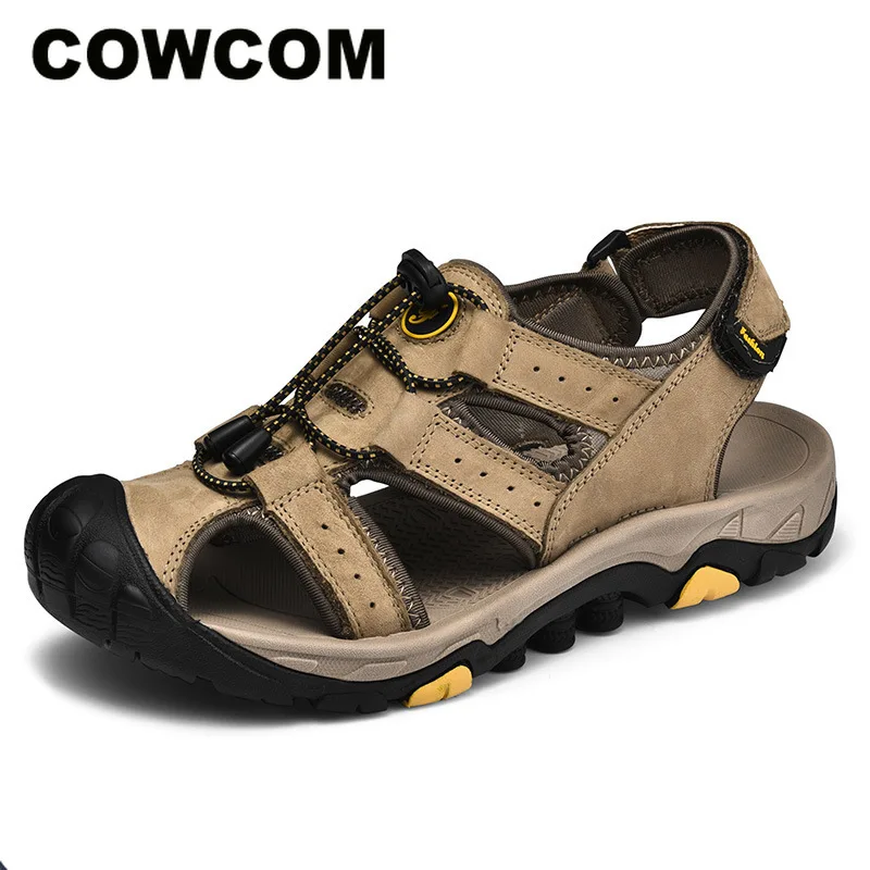 COWCOM/ г., летние сандалии большого размера, мужские сандалии Baotou из натуральной кожи дышащая Спортивная повседневная обувь CLK-9886