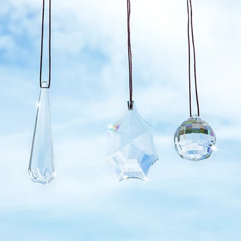 

H&D Set/3pcs Hanging Crystal Rainbow Maker Suncatcher Ball Prisms Feng Shui Wind Chime Mobile Prism Home Window Decoration