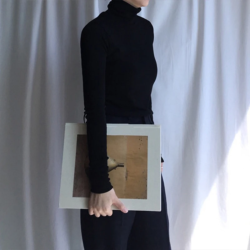 Turtleneck Base Shirt Female Autumn Winter Korean Style All-Matching Slim Solid Color Long Sleeve T-shirt Slimming and Tight | Женская
