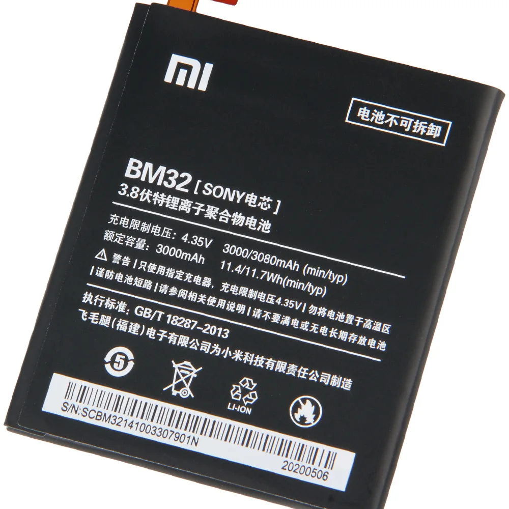 Оригинальная запасная батарея для Xiaomi Mi 4 M4 Mi4 BM32 натуральная телефона 3080