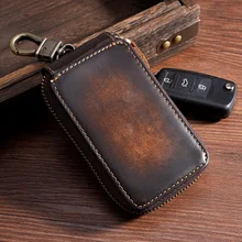 TIDING кошелек для ключей из натуральной кожи темно-коричневый Винтажный стиль держатель для карточки-ключа для мужчин и женщин