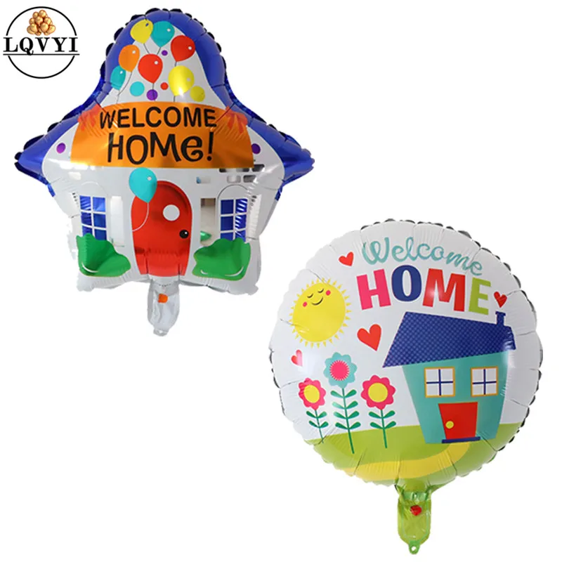 

5/10pcs 18 inch Round Shape Welcome Home Foli Balloons Globos for Welcome Go Back Home Birthday Party Balloons Decoration Globos