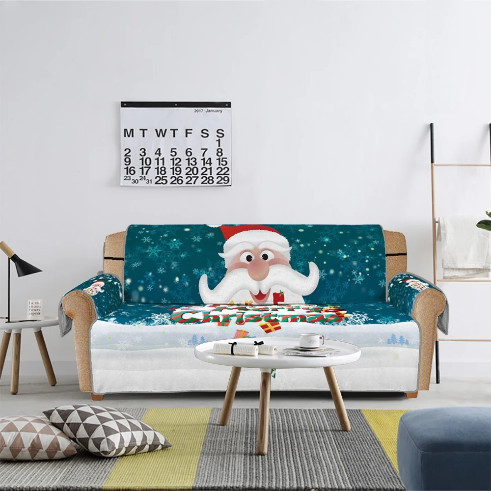 Счастливого Рождества мебель чехлы на сиденья протектор чехол Санта Клаус софа с рисунком диванные покрывала 1/2/3 сидения, цена производителя для Гостиная