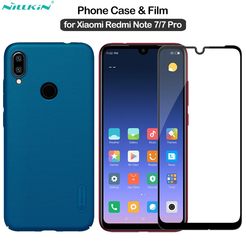 

Nillkin for Xiaomi Redmi Note 7 Case Frosted Shield Cover + Amazing CP+PRO Full Cover Tempered Glass for Redmi Note 7 Pro Film