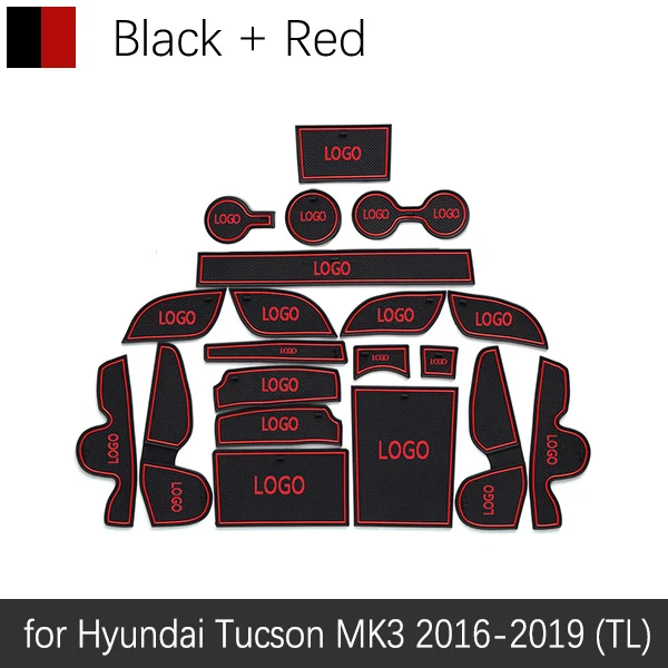 Противоскользящий резиновый подстаканник для hyundai Tucson TL Коврик для двери MK3 аксессуары наклейки для автомобиля - Название цвета: Red