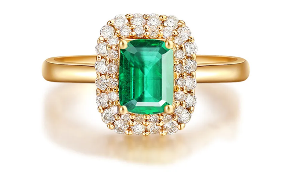 Роскошное Золотое Изумрудное кольцо для женщин, зеленый драгоценный камень, циркон, бриллианты, элегантные ювелирные изделия с кристаллами, праздничные вечерние кольца, monaco, модный подарок