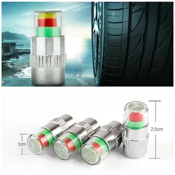 

HiMISS 4pcs /set 2.4 Bar Car Tire Pressure Monitoring Valve Cap Sensor Indicator 3 Color Eye Alert