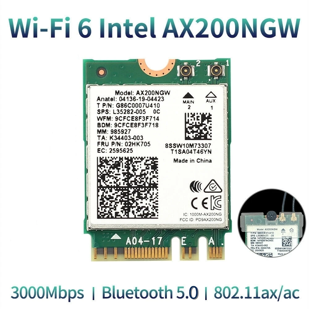 

For Intel AX200 WiFi 6 AX200NGW WiFi Network Card 802.11ax MU-MIMO 160MHz BT5.0