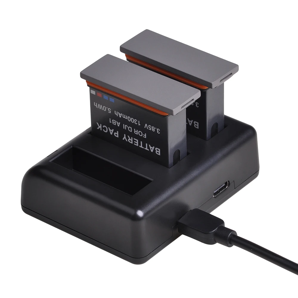 

Triple USB Battery Charger with Type C Port for DJI Osmo Action Sports Camera AB1 Battery