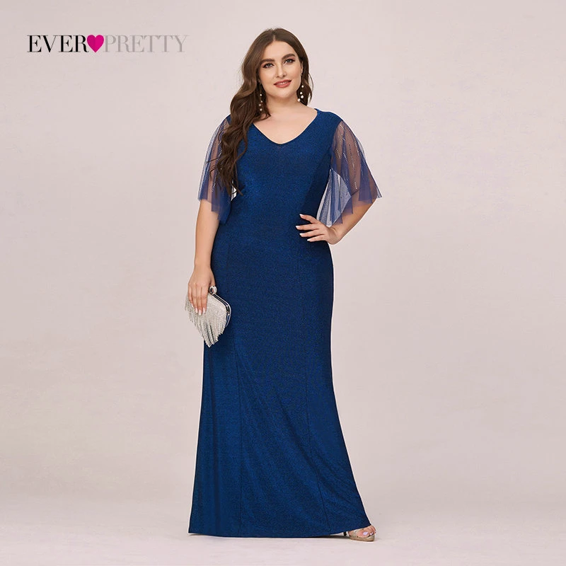 

Evening Dresses Long Ever Pretty Simple V Neck High Stretch Long Sleek Plus Size Party Dress Vestidos De Fiesta