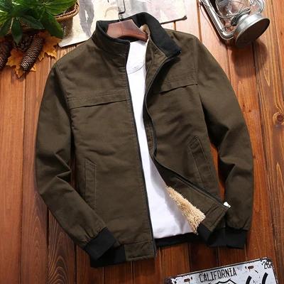 DIMUSI зимние мужские куртки-бомберы, повседневные мужские флисовые теплые ветровки со стоячим воротником, мужские армейские военные пальто, одежда 4XL - Цвет: Green