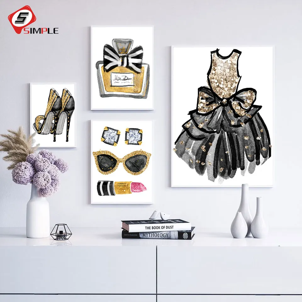 Glam Girl Wall Picture Dress Poster Perfume Nordic Posters And Prints Art Canvas Painting For Living Room Home Decoration | Дом и сад