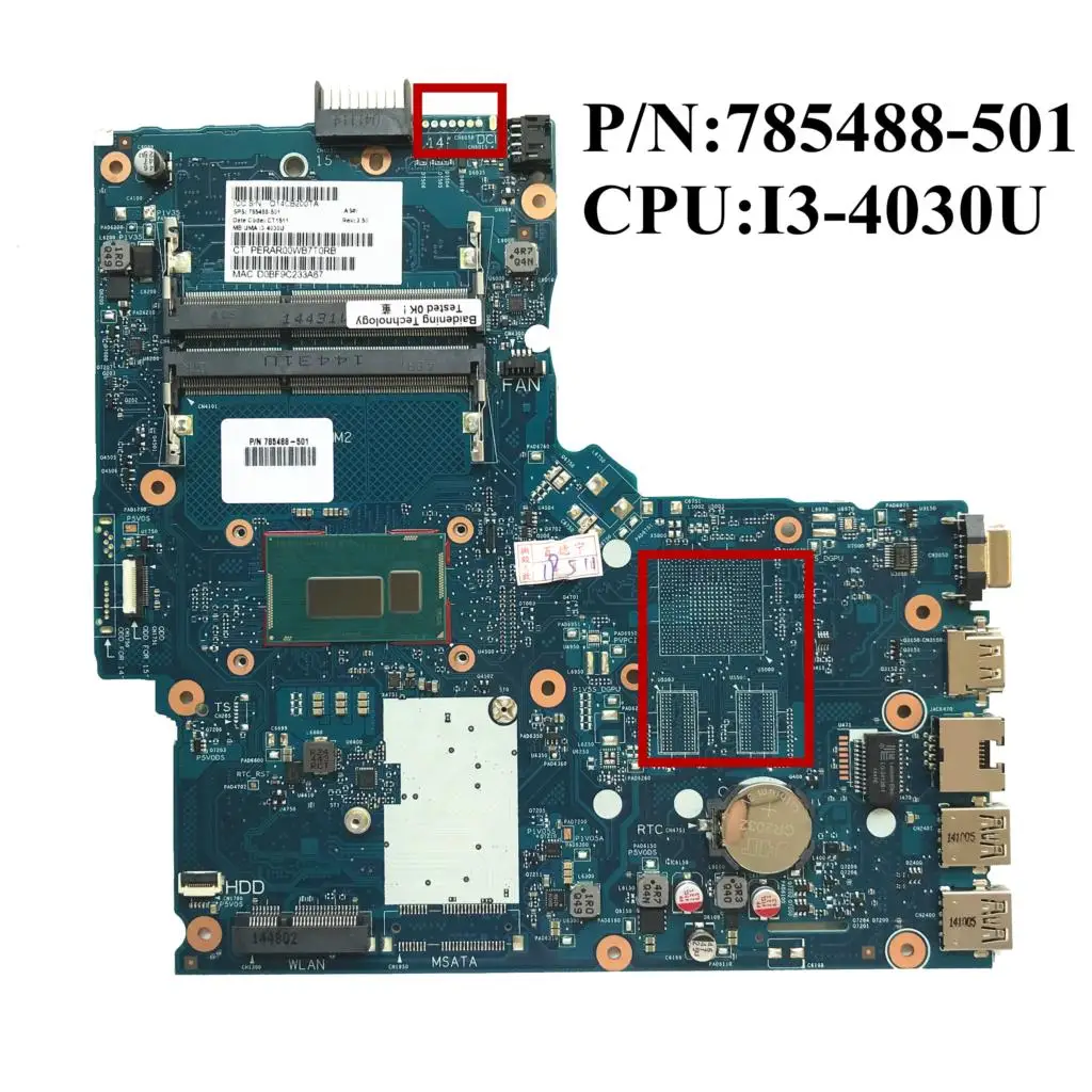 

Excellent For HP 350 G1 Laptop Motherboard With I3-4030U DDR3 785488-501 785488-601 785488-001 6050A2608301-MB-A05 100% working