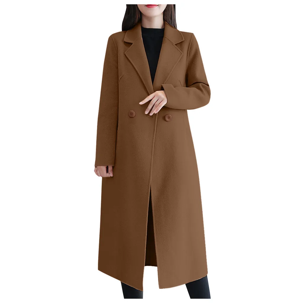 

FEITONG Women Casual Button Coat Elegant Long Sleeve Work Office Fashion Jacket New arrival