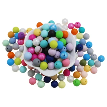 

15mm 1000pcs/lot Silicone Beads Teething Necklace Baby Teether Toy Silicone BPA Free Teething Beads Charms Newborn Nursing