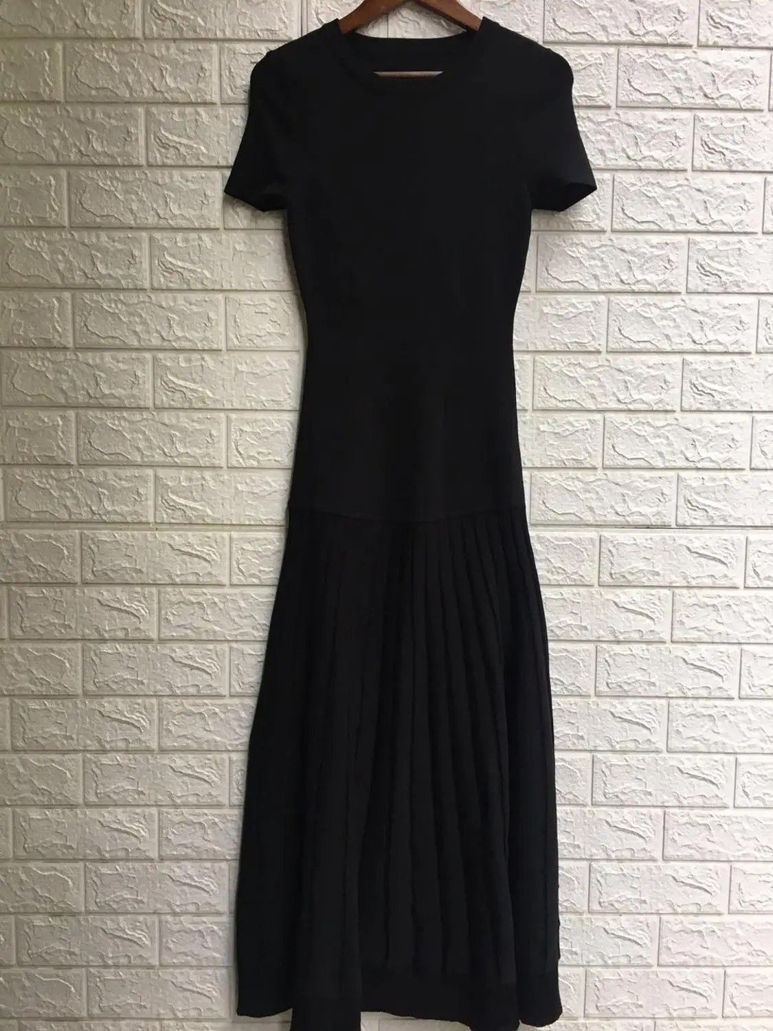 CAMIA осенний свитер с круглым вырезом тонкое ажурное вязаное платье длинное черное элегантное длинное женское платье