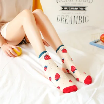 

Happy Japanese Harajuku skateboard Socks Dropship strawberry lemon socks Women Funny Cute Cartoon Fruits Hot Sale