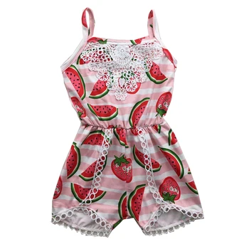 

fashionable new style children girl shorts romper slip sleeve stripe watermelon kids girl jumper